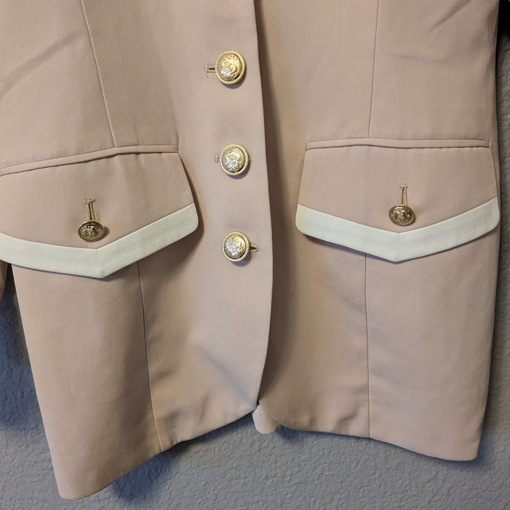 💥SALE💥 Vintage Voz Vago Elegant Beige Blazer with White Accents - Picture 7 of 10
